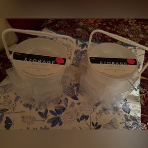 Set of 2 craft storage caddies detachable insert for extra storage.